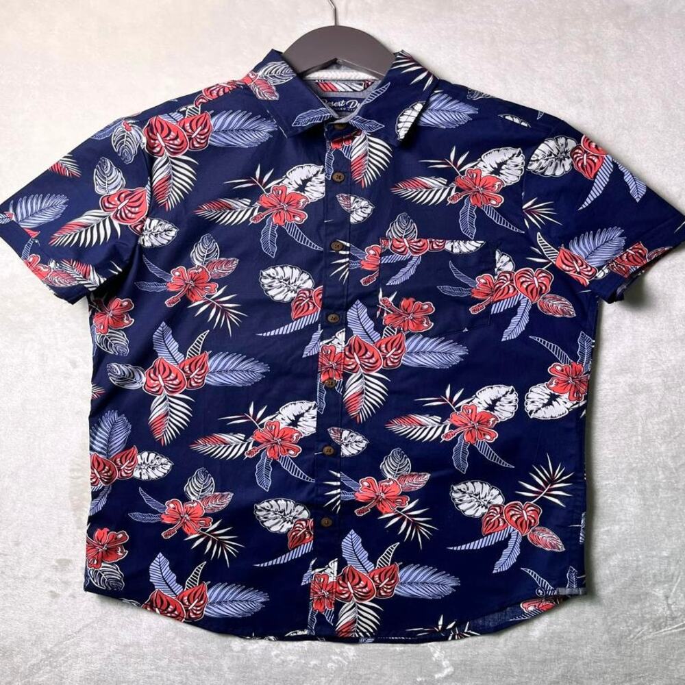 Desert Dunes Hawaiian Shirt Men's S Resort Stretch Button Up Cabana Camp Floral